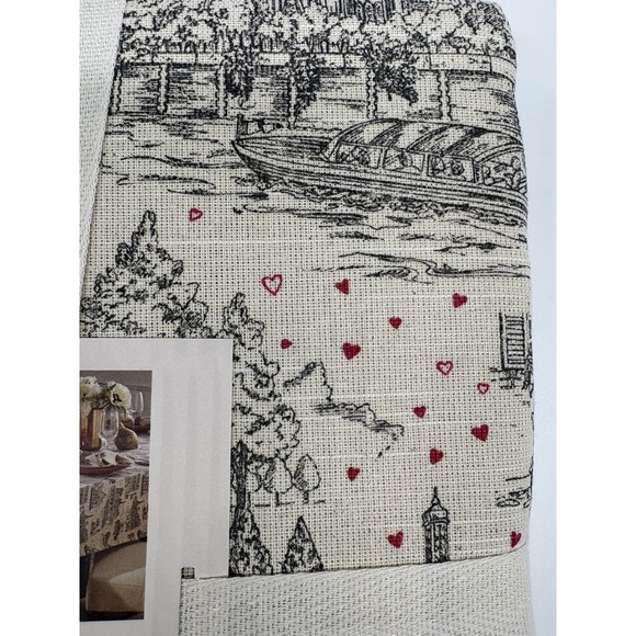 Rachel Zoe Paris Pink Hearts Eiffel Tower Cafe Tablecloth 60x104 Valentine's Day - Picture 5 of 5